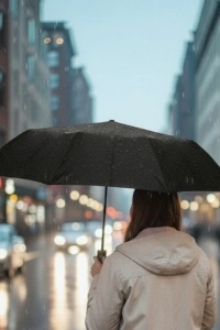 Siyah Kılıflı Otomatik Kompakt Şemsiye