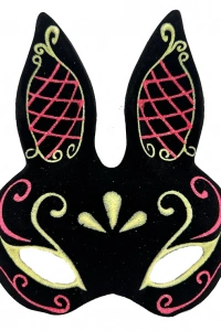 Siyah Kırmızı Gold Tavşan Maskesi