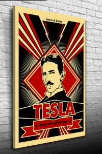 Siyah Kırmızı Tesla Posteri Kanvas Tablo 50 x 70