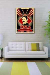 Siyah Kırmızı Tesla Posteri Kanvas Tablo 50 x 70