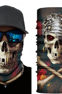 Siyah Korsan Kafatası Baskılı Buff Bandana 30x48 cm