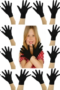 Siyah Likralı Bando Gösteri Eldiveni (10 Çift)