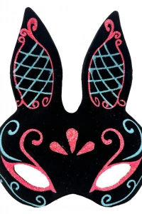 Siyah Mavi Kırmızı Tavşan Maskesi