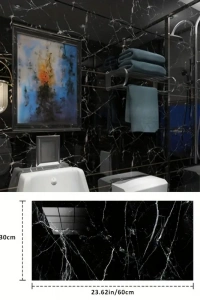 Siyah Mermer Desenli Alüminyum Plastik Duvar Sticker