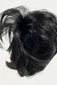 Siyah Renk Düz Model Hazır Telli Saç Şeklinde Peruk Postiş Toka