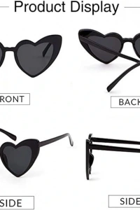 Siyah Renk Kalp Şekilli Parti Gözlüğü
