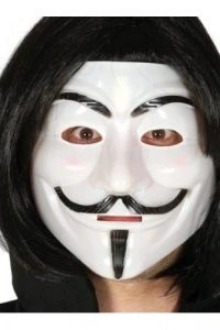 Siyah Renk Kısa Saç ve V For Vendetta Maskesi