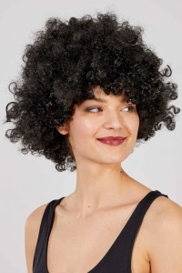 Siyah Renk Kıvırcık Afro Bonus Peruk
