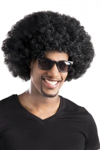 Siyah Renk Kıvırcık Afro Bonus Peruk Parti Peruğu