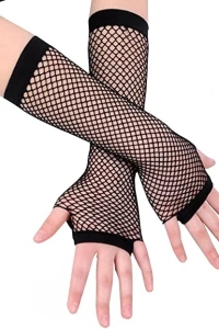 Siyah Renk Uzun File Eldiven - Örgü Eldiven Siyah Renk