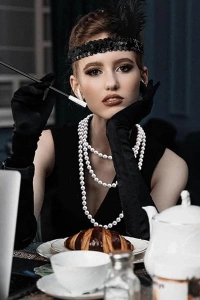 Siyah Retro Charliston Aksesuar Seti