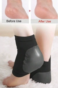 Siyah Silikon Topuk Nemlendirici Çorap