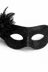 Siyah Simli Tüylü Balo Maskesi