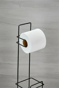 Siyah Standlı Yedek Hazneli Tuvalet Kağıtlığı