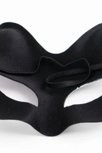 Siyah Süet Sarı Pembe Simli Kedi Maskesi