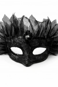 Siyah Taşlı Venedik Maskesi Lüks Tüllü Parti Maskesi