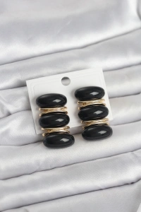 Siyah Vintage Model Gold Renk Kadın Küpe