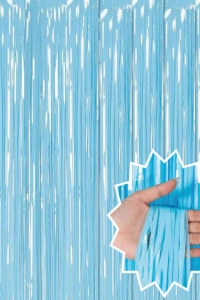 Soft Mavi Püsküllü Kapı Perdesi