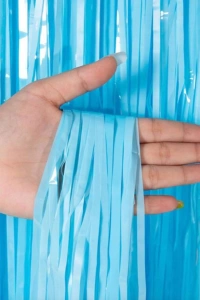 Soft Mavi Püsküllü Kapı Perdesi - Parti, Baby Shower, Sünnet Süsü, Cinsiyet Partisi 1x2 m