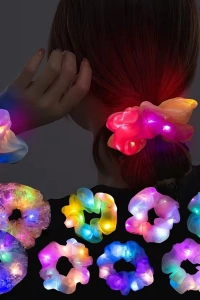 Soft Mavi Renk LED Işıklı Lastikli Saç Tokası - 3 Modlu