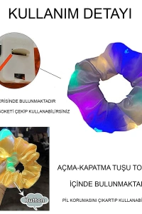 Soft Mavi Renk LED Işıklı Lastikli Saç Tokası - 3 Modlu
