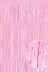 Soft Pembe Püsküllü Kapı Perdesi - Parti, Baby Shower, Cinsiyet Partisi 1x2 m