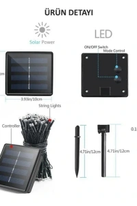 Solar 100 Ledli 12 Metre Bahçe Aydınlatma