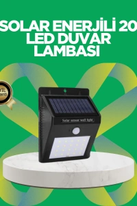 Solar Enerjili 20 LED Hareket Sensörlü Duvar Lambası