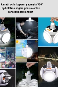 Solar Enerjili Katlanabilir Led Kamp ve Bahçe Lambası