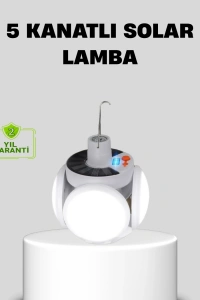 Solar Güneş Enerjili ve USB Şarjlı 5 Kanatlı LED Kamp Lambası