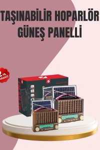 Solar Panel Şarjlı Taşınabilir Radyo Bluetooth Hoparlör Müzik Kutusu