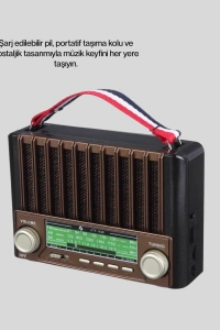 Solar Şarjlı Taşınabilir Radyo Bluetooth Hoparlör USB SD Destekli