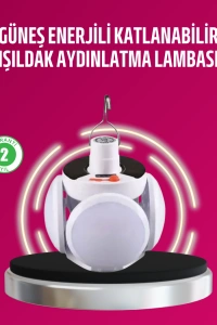 Solar ve USB Şarjlı Su Geçirmez Katlanabilir LED Lamba