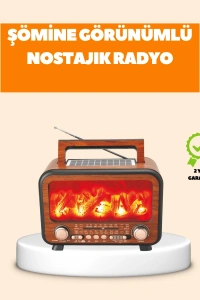 Şömine Alev Işıklı Solar Bluetooth Hoparlör – 7W Güçlü Ses, FM Radyo