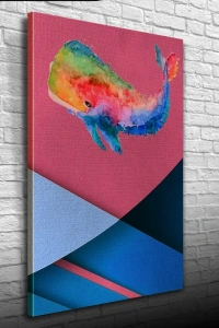 Soyut Balina , Pastel Renklerde Kanvas Tablo 50 x 70