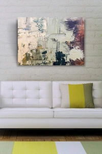 Soyut Beyaz ve Gri Tonlarda Yağlıboya Kanvas Tablo 50 x 70