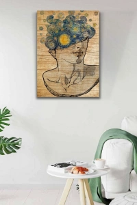 Soyut Büst Resmi , Kahve Rengi Tonlarda Kanvas Tablo 50 x 70