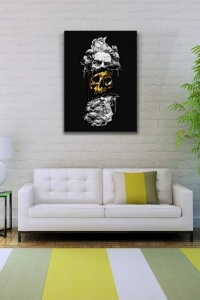 Soyut Siyah Gri Tonlarda Heykel Figürü Kanvas Tablo 50 x 70