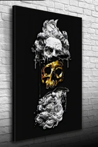 Soyut Siyah Gri Tonlarda Heykel Figürü Kanvas Tablo 50 x 70