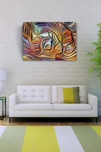 Soyut , Turuncu ve Mavi Tonlar Face Kanvas Tablo 50 x 70