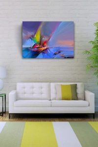Soyut Yelkenli Canlı Renkler Yağlıboya Kanvas Tablo 50 x 70