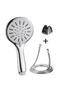 Spiral Hortumlu 4 Kademeli Krem El Duşu Başlığı Banyo Duş Seti