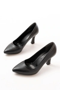 ST-001 Siyah Günlük 9 cm Topuklu Bayan Stiletto Ayakkabı