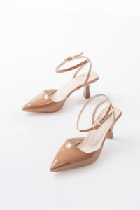 ST-004 Vizon Rugan Günlük 7 cm Topuklu Bayan Ayakkabı