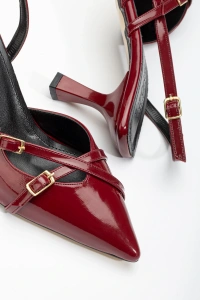 ST-005 Bordo Rugan Günlük 7 cm Topuklu Bayan Ayakkabı