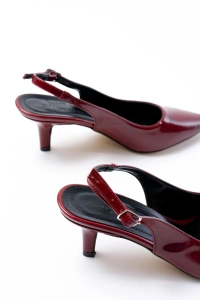 ST-1152 Bordo Rugan Günlük 7 cm Topuklu Kadın Ayakkabı