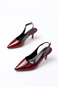 ST-1152 Bordo Rugan Günlük 7 cm Topuklu Kadın Ayakkabı