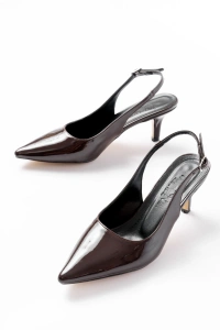 ST-1152 Kahve Rugan Günlük 7 cm Topuklu Kadın Ayakkabı