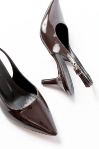 ST-1152 Kahve Rugan Günlük 7 cm Topuklu Kadın Ayakkabı