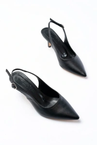 ST-1152 Siyah Günlük 7 cm Topuklu Kadın Ayakkabı